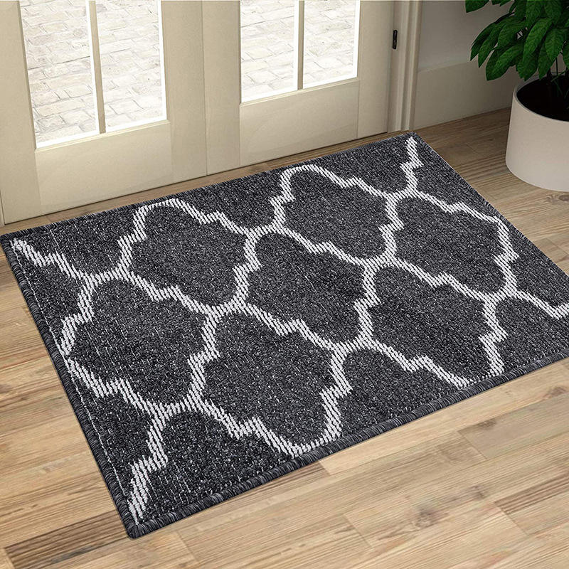 popular   1pc luxurious dark gray plush area mat soft washable polyester with anti slip backing modern hexagonal     bedroom living room sizes up to 90 55 x 62 99 details 5