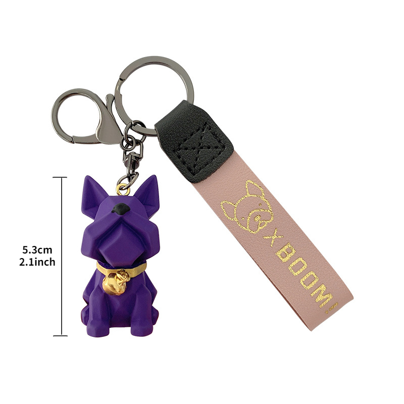 Keyring Leather Dog - Purple