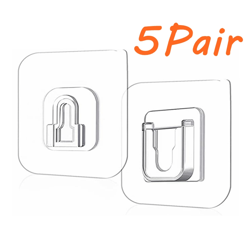 5/10 Pairs Double-Sided Adhesive Wall Hooks Hanger Strong Transparent Hooks  Suction Cup Sucker Wall Storage Holder For Bath