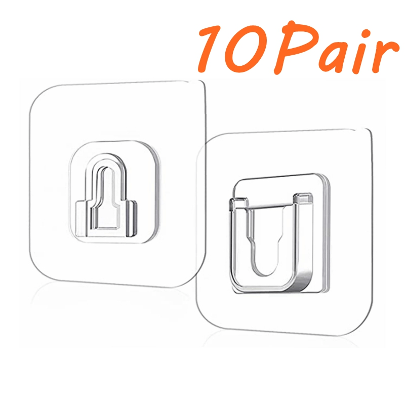 5/10 Pairs Double Sided Adhesive Wall Hooks Hanger Strong