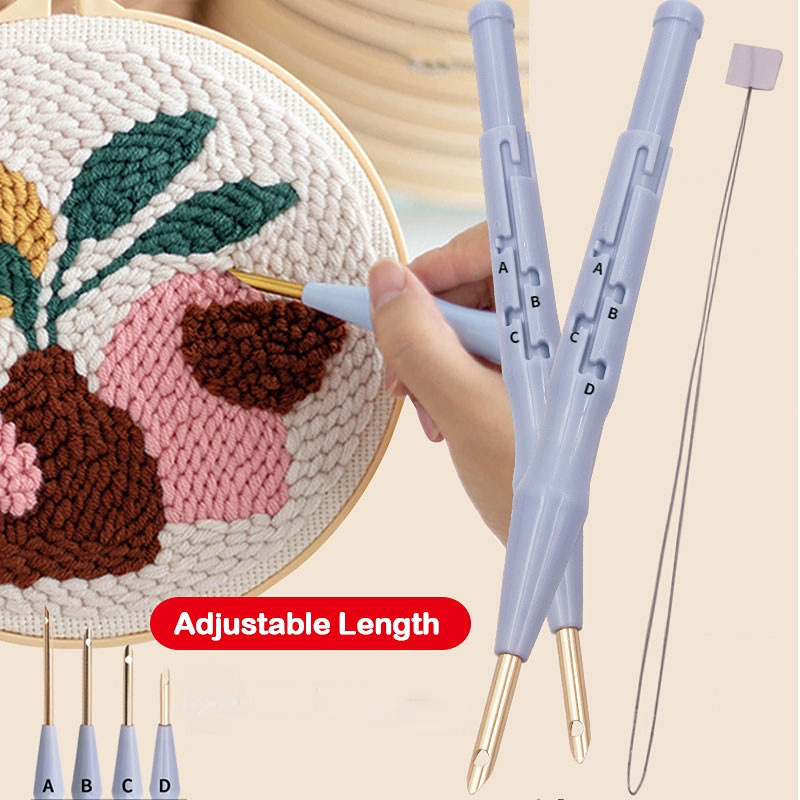 Adjustable Punch Needle Stitching Kit Rug Yarn Needle Embroidery