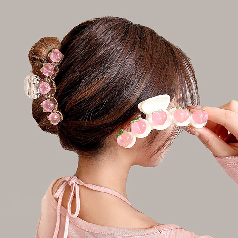3pcs Peach Pattern Hair Claw Back Head Hair Claw Female Hair Accessories