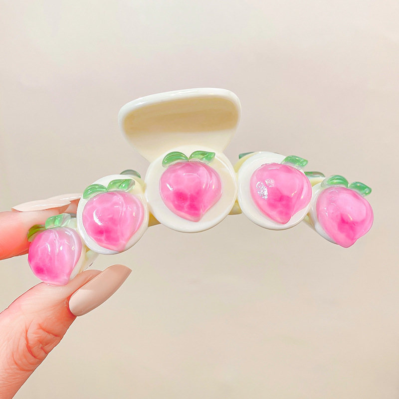 3pcs Peach Pattern Hair Claw Back Head Hair Claw Female Hair Accessories