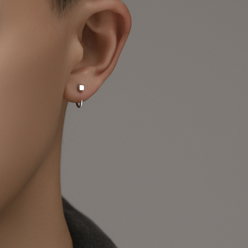 Men's Square Ear Hook Earrings, Unisex Style
