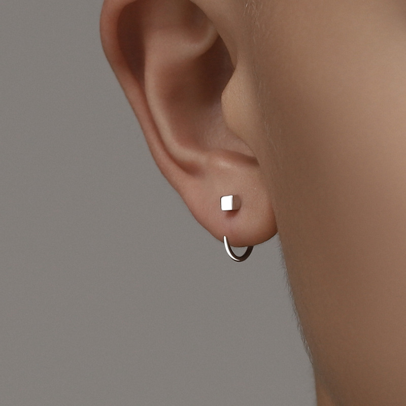 Men's Square Ear Hook Earrings, Unisex Style