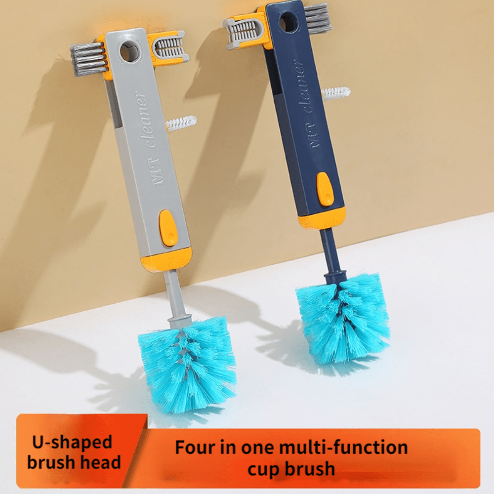 1pc Blue 3-in-1 U-shaped Gap Cleaning Brush, Cup Brush, Multi