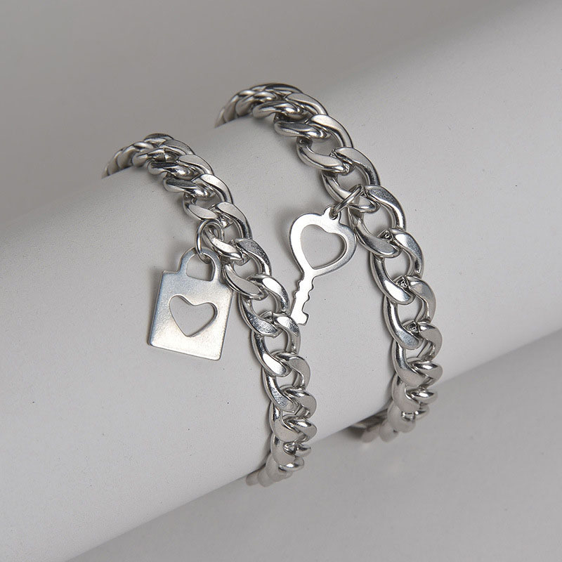 1pc Fashion Mens Bracelet Stainless Steel Love Lock Bracelet - Jewelry &  Accessories - Temu