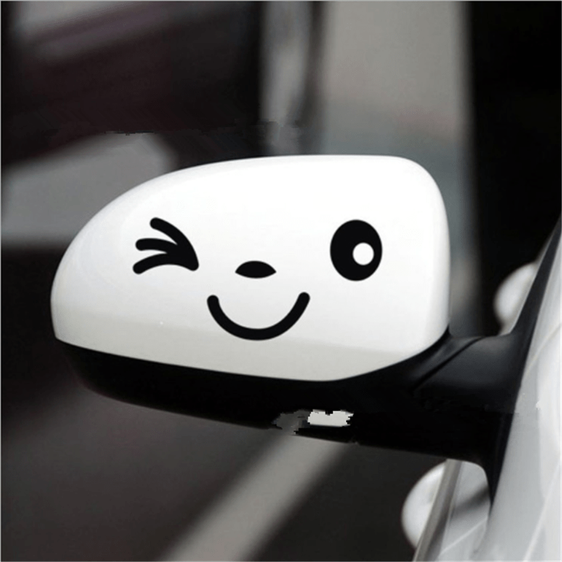 Autocollant de voiture réfléchissant, sourire mignon, miroir, style de  voiture, dessin animé, visage souriant, autocollant pour toutes les  voitures, 2 pièces - AliExpress