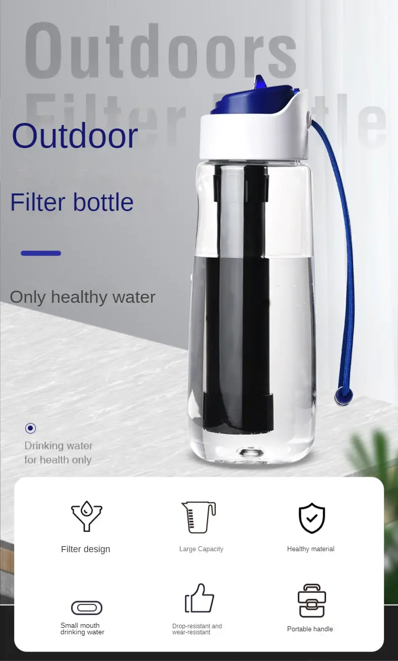 outdoor straight drink water purification cup water bottle portable clean kettle wilderness camping adventure survival emergency filter outdoor supplies accessories details 3