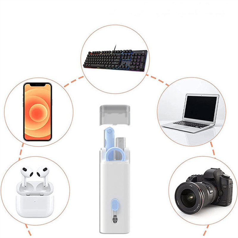 7 in 1 Computer Keyboard Cleaning Brush Set Earbuds Cleaning Pen Wireless  Bluetooth Headset Charging Box Electronics Keyboard Cleaning Tools Cleaner  Keycap Puller Kit (Blue) 