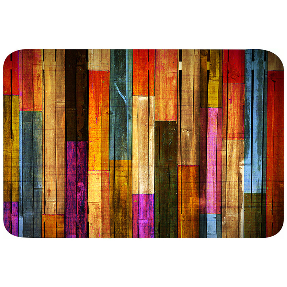 Boho Anti Fatigue Kitchen Rugs, Vintage Colorful Wooden Striped