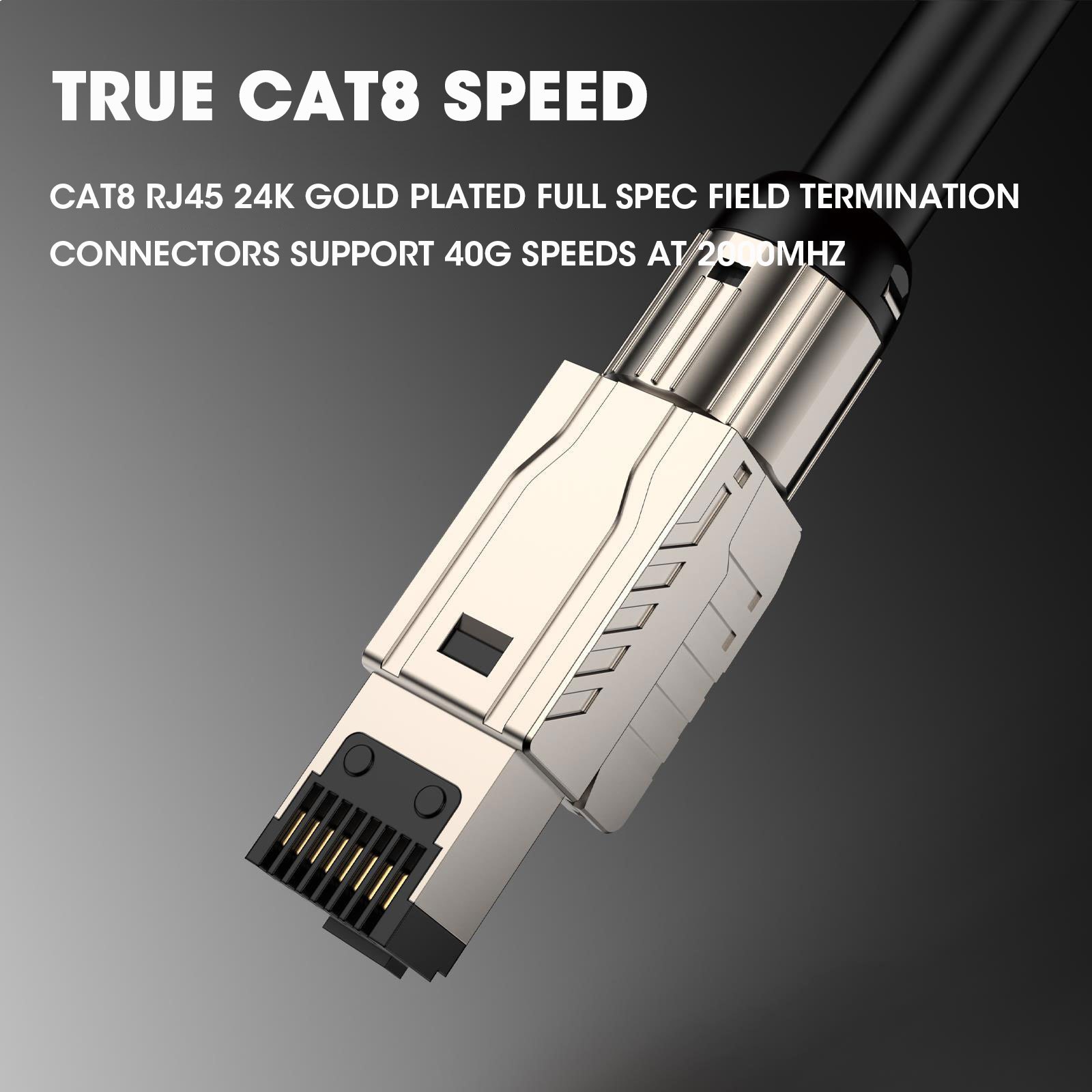 ZoeRax Conectores Rj45 Blindados y Chapados en Oro, Enchufes Modulares para  Cable de Red Cat6A, Cat7 y Cat8, Blindaje FTP/STP, 8P8C 50UM, 1,5mm