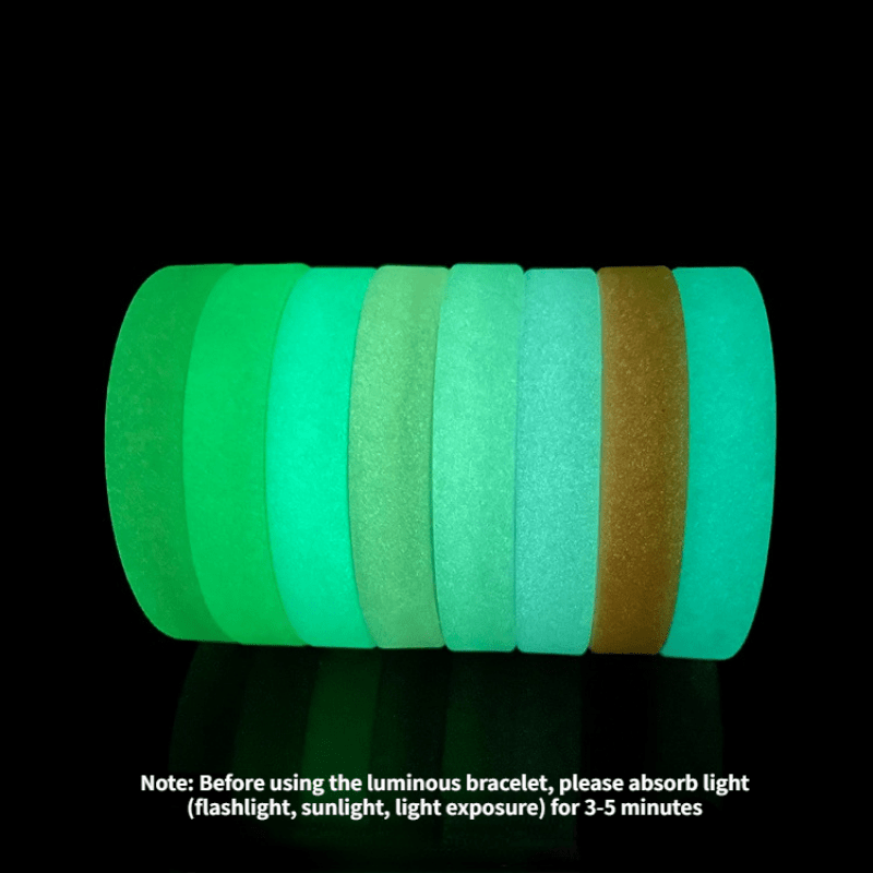 Silicone Sport Wristband - Glow in The Dark (Green) Neon Green (Glow in The Dark) / White / M