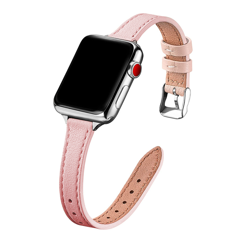 Leather Perforated Smart Watch Strap Compatible With Watch38mm40mm41mm  42mm44mm45mm49mm Genuine Slim Leather Replacement Watch Band For Women  Iwatch Ultra Series 8 7 6 5 Se 4 3 2 1, Shop On Temu And start Saving