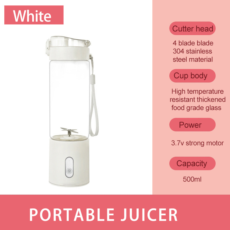 Mini juicer, small portable juicing cup, electric juicing cup, USB  charging, stainless steel 304 head, 500ml large capacity, easy to clean,  suitable