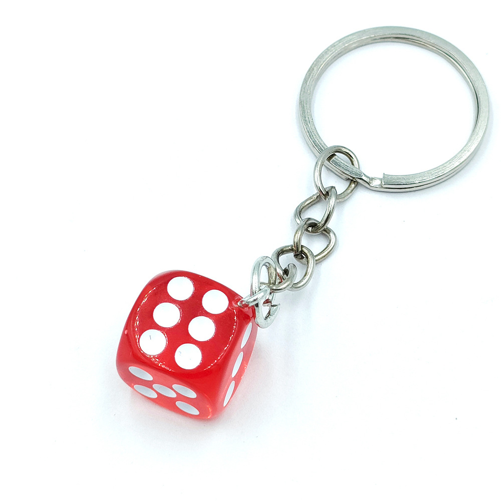 1pc Colorful Dice Key Chain Solid Color Three Dimensional Mini