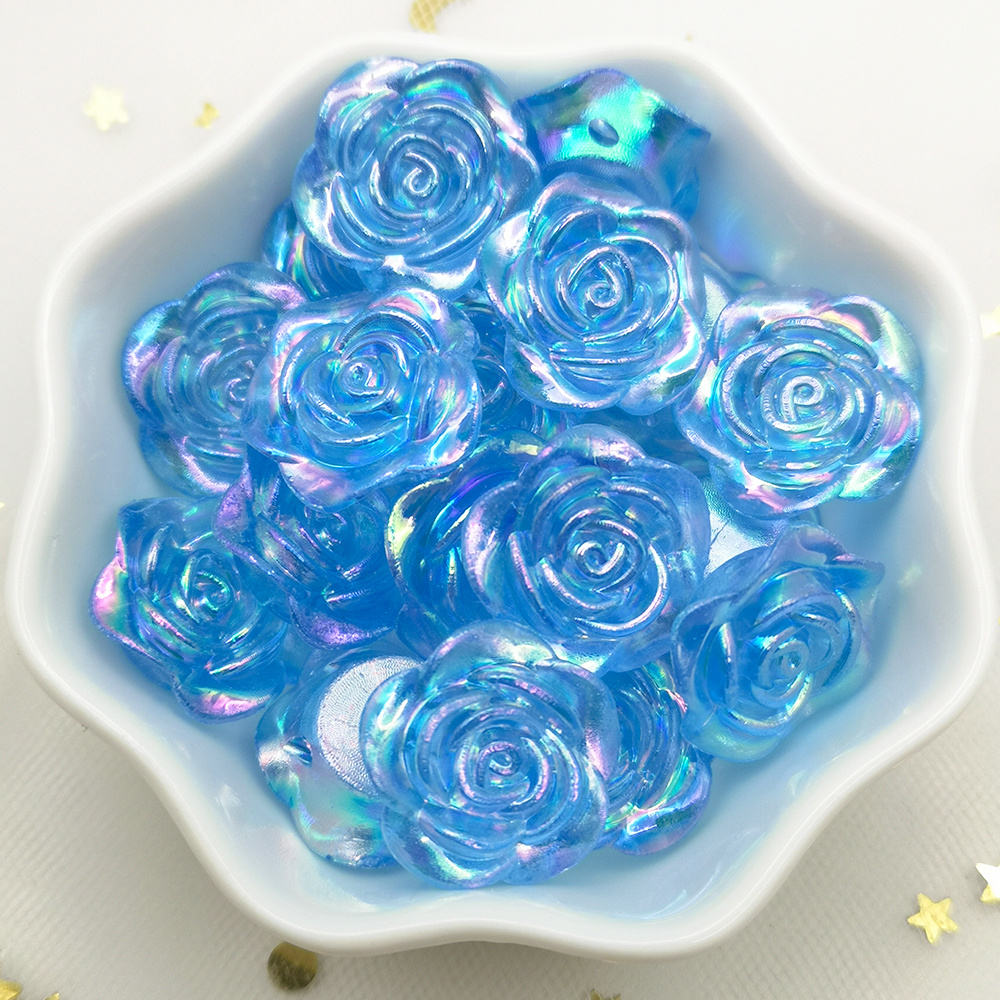 Craft DIY Mixed Colour Transparent Acrylic Charm Beads Various Rose Flower  Shape