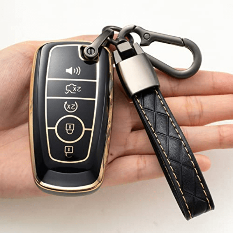 for Ford Key Fob Cover with Keychain, Leather Keyless Entry Car