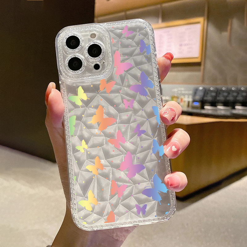 

Vibrant Rainbow Butterflies Pattern Phone Case - Transparent Silicone Protective Cover For Iphone 14/13/12/11/xs/xr/x/7/8/6s/mini/plus/pro/max/se - Perfect Gift For Birthdays/easter/boys/girlfriends