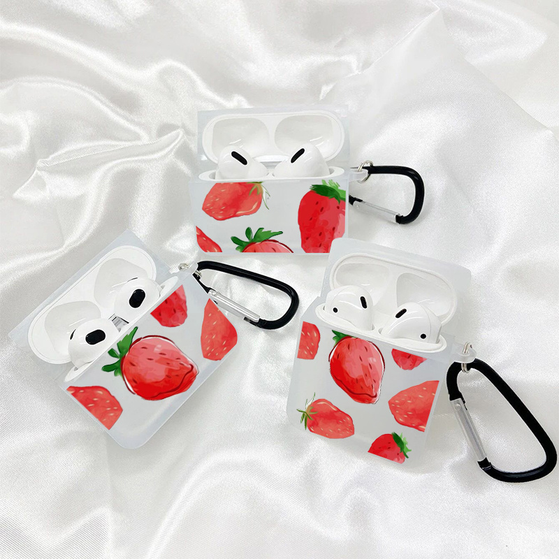 

Strawberry Printed Earphone Protective Case, Silicone Earphone Case For Airpods 1/2/3, Airpods Pro 1/2/3