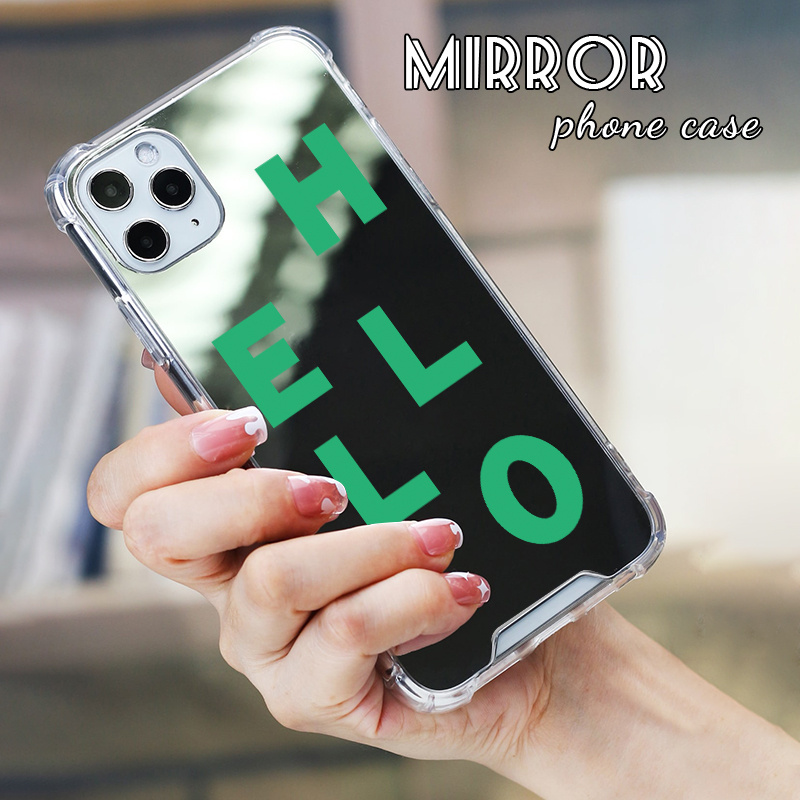 Coque de téléphone avec miroir et cœur pour fille, étui arrière