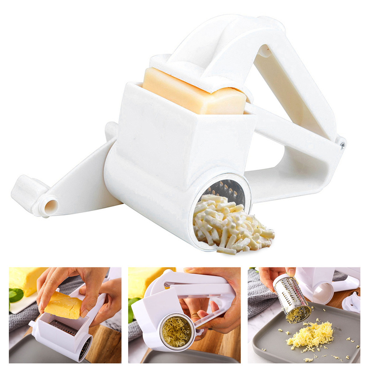 Rotary Cheese Grater with Drum Blades Stainless Steel Manual Handheld  Cheese Shredder for Grating Hard Cheese Chocolate Nuts - AliExpress