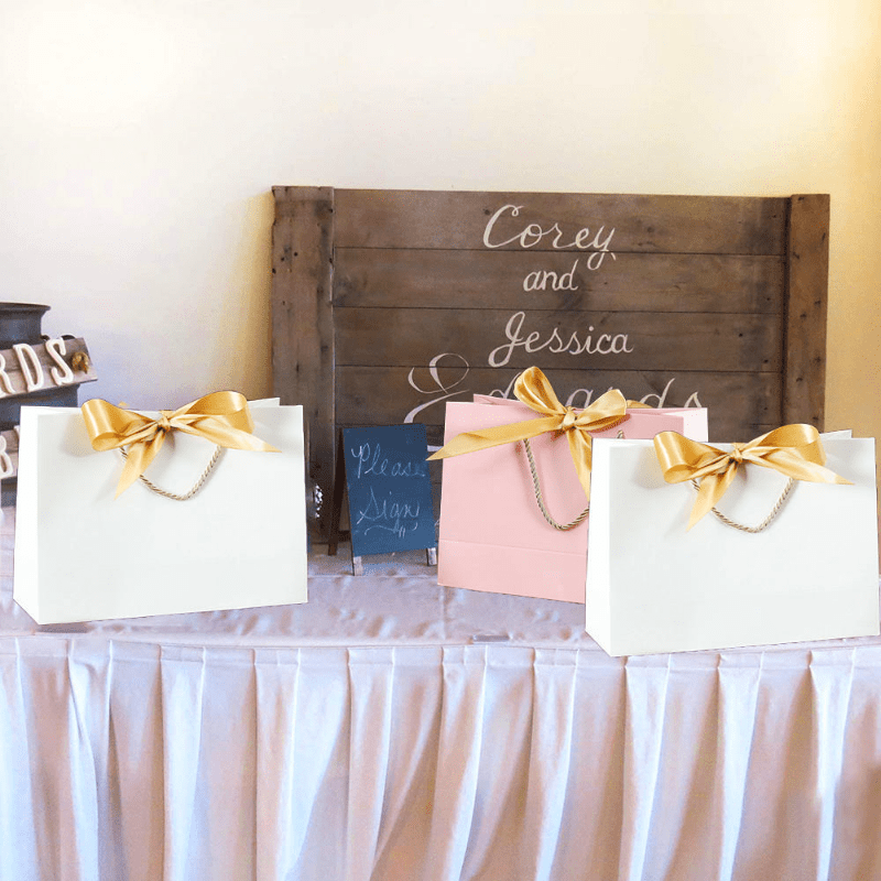 25 Elegant Birthday Party Favor Bags With Satin Ribbon Handles and