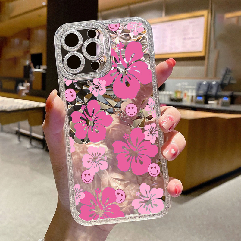  Funda de teléfono con diseño de flores rosas