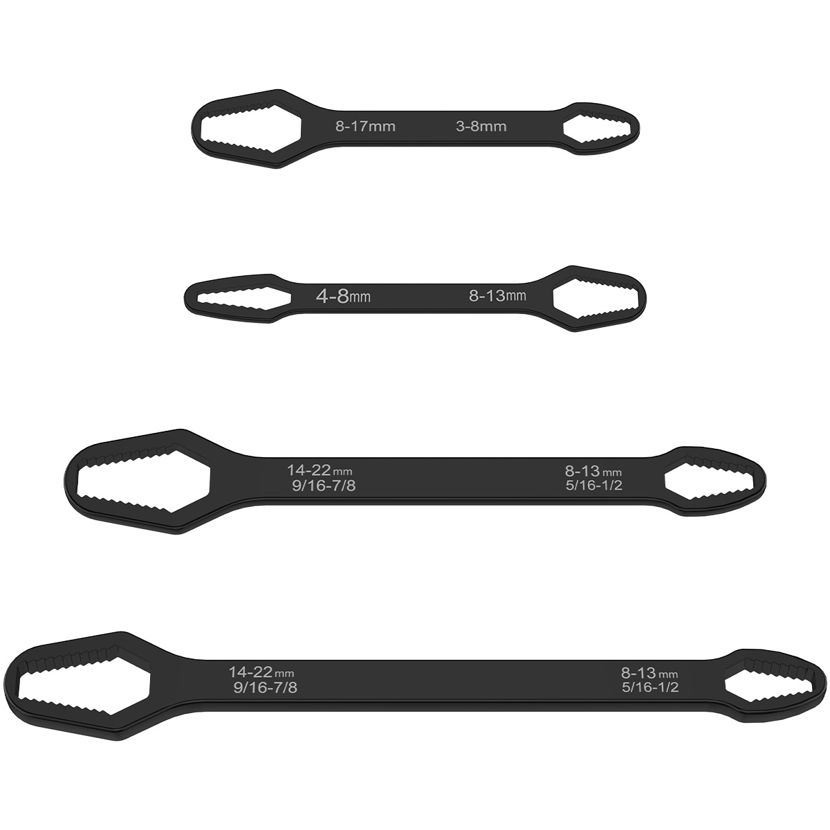 

4pcs Universal Self-tightening Ratchet Wrench Set, Double-head Box Wrenches For Nuts, Heavy Duty Mechanics Hand Tools, Mechanical , Metal Material, No Electricity Needed