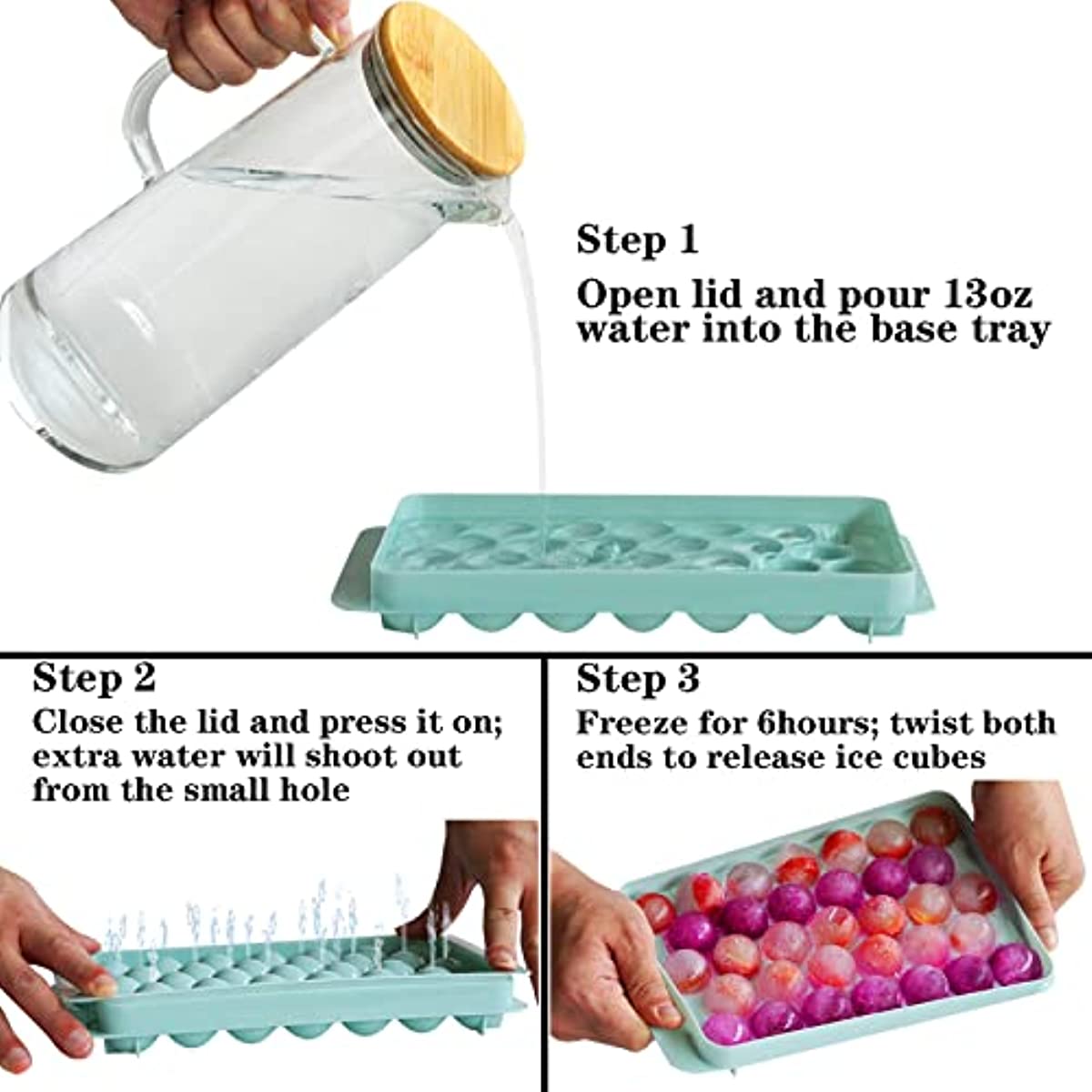 Ice Cube Tray Balls,Round Ice Cube Trays for Freezer with Lid and