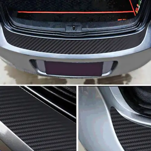 Protecteur de pare-chocs arrière de voiture, autocollant anti-rayures en  fibre de carbone pour protéger le bord de porte de voiture, garniture  d'entrée de porte de seuil de coffre 