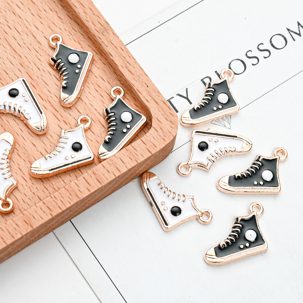 

10pcs 18mm Cartoon Enamel Sport Shoes Charms Alloy Shoes Pendants For Necklaces Earrings Chain Diy Making Handmade Craft Jewelry