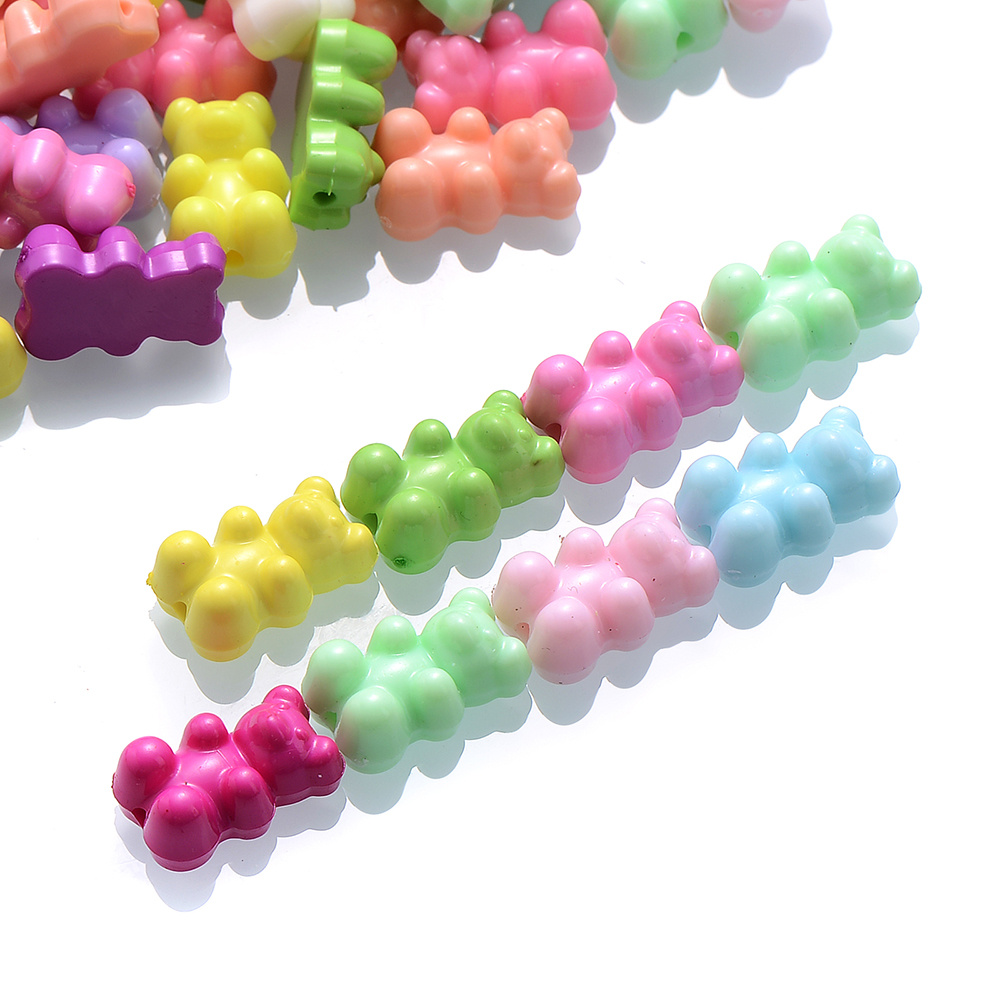 30pcs Mixed Color Gummy Bear Beads Diy Jewelry Accessories