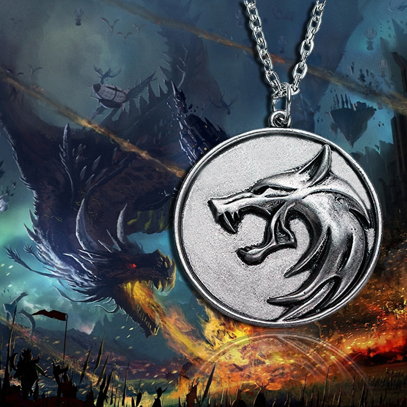 Witcher Wolf Head Totem Pendant Necklace For Men Vintage Punk Hip Choker Collar Necklaces Jewelry Accessories - Temu