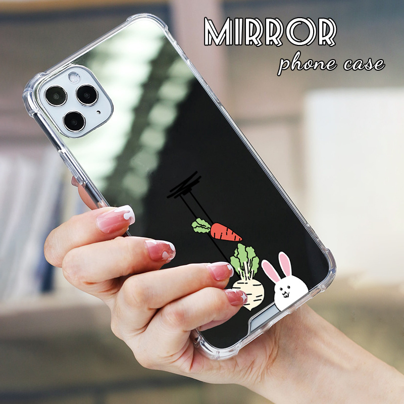 Jd2876 Rabbit Fishing Pattern Print Mirror Protective Phone - Temu Australia