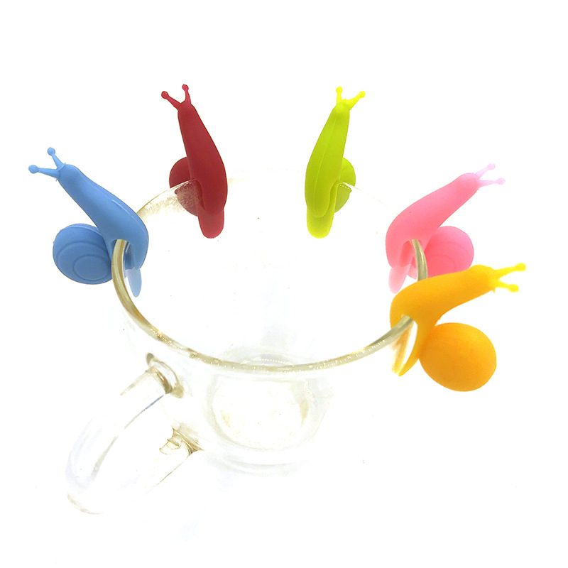 Mug Gift Shape Tea Colors Silicone Snail 10pcs Cup Bag Holder Set