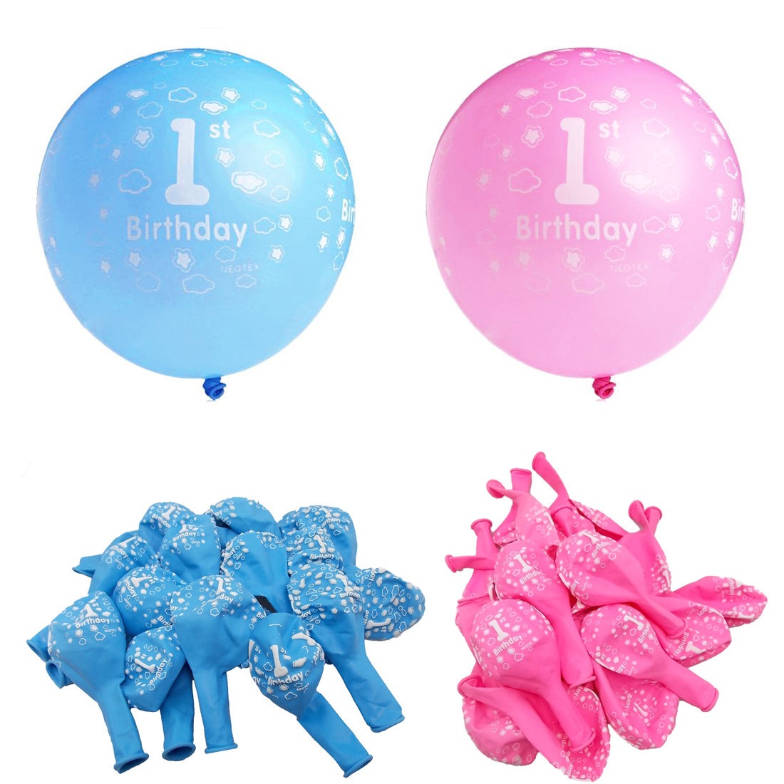 10pcs 1st Birthday Pink Printed Balloon Party Decor