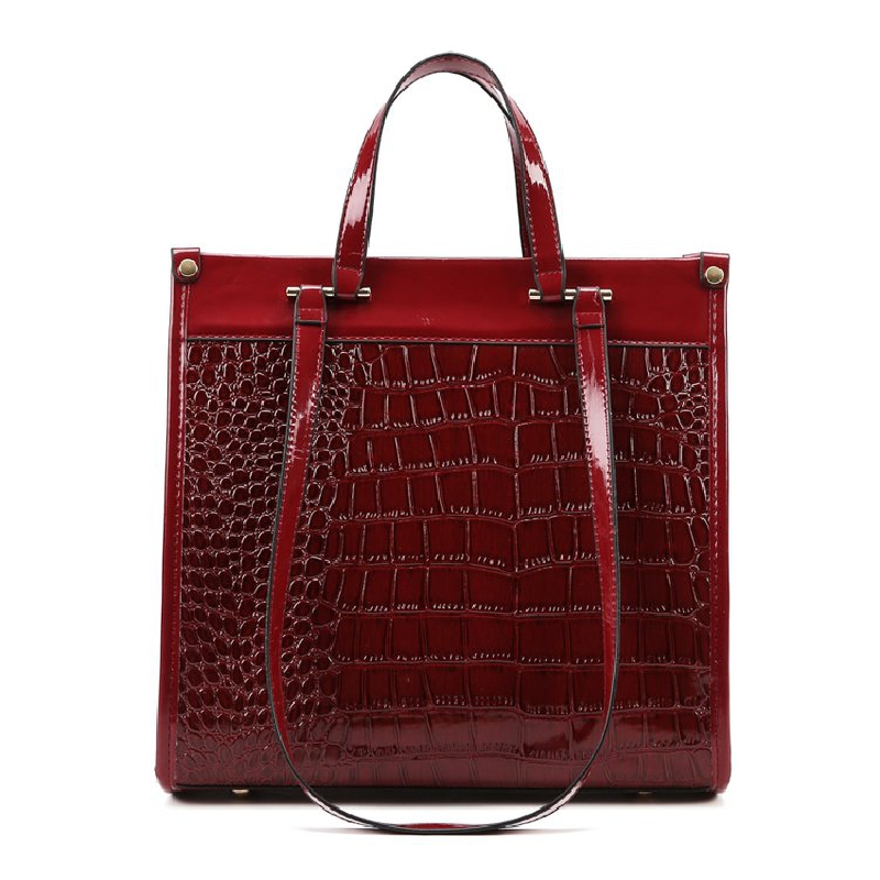 Women Handbag Crocodile Pattern Retro Casual Tote Shoulder Bag