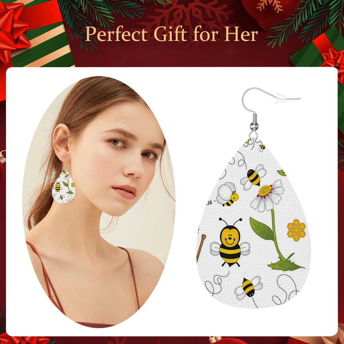 Fashion Bee Flower Honeycomb Earrings For Women And Girls As Birthday And  Christmas Gifts - Temu