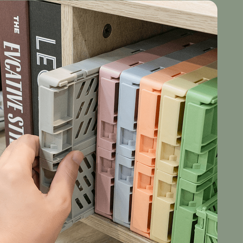 K1tpde Juego de 4 mini cajas plegables para decoración de almacenamiento,  cestas estéticas de color pastel danés para organizar el almacenamiento