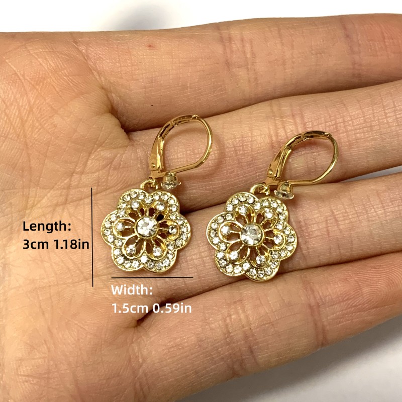 2pcs Gemstone Flower Stud Earrings for Unisex