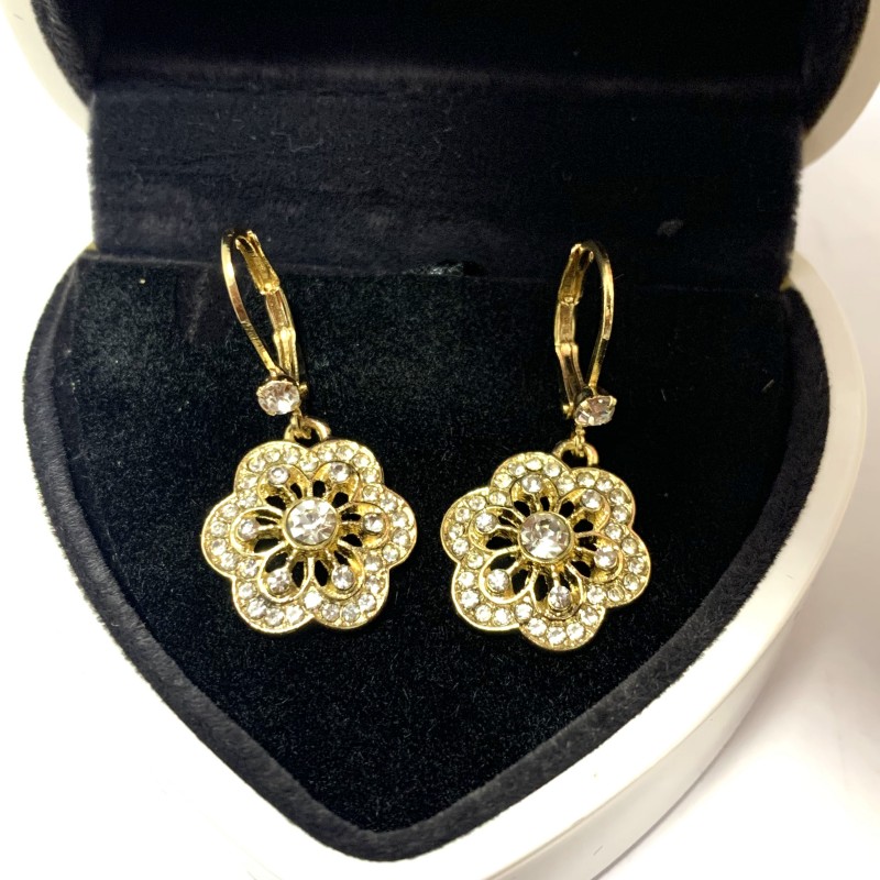 2pcs Gemstone Flower Stud Earrings for Unisex