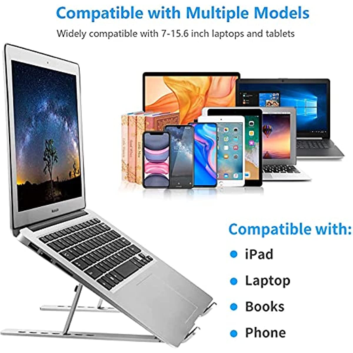 Soporte para computadora portátil para escritorio, soporte ergonómico  ajustable para computadora, elevador portátil para laptop, 6 alturas,  compatible