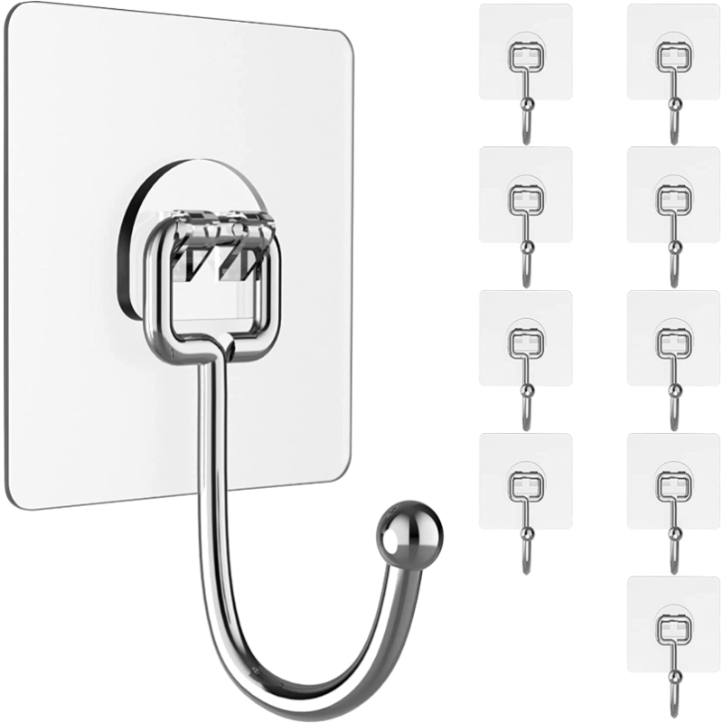 10pcs Heavy-Duty Adhesive Hooks for Hanging Heavy Items - Punch Free,  Traceless, Waterproof, and Rustproof - Ideal for Bathroom, Kitchen, and  Home Use
