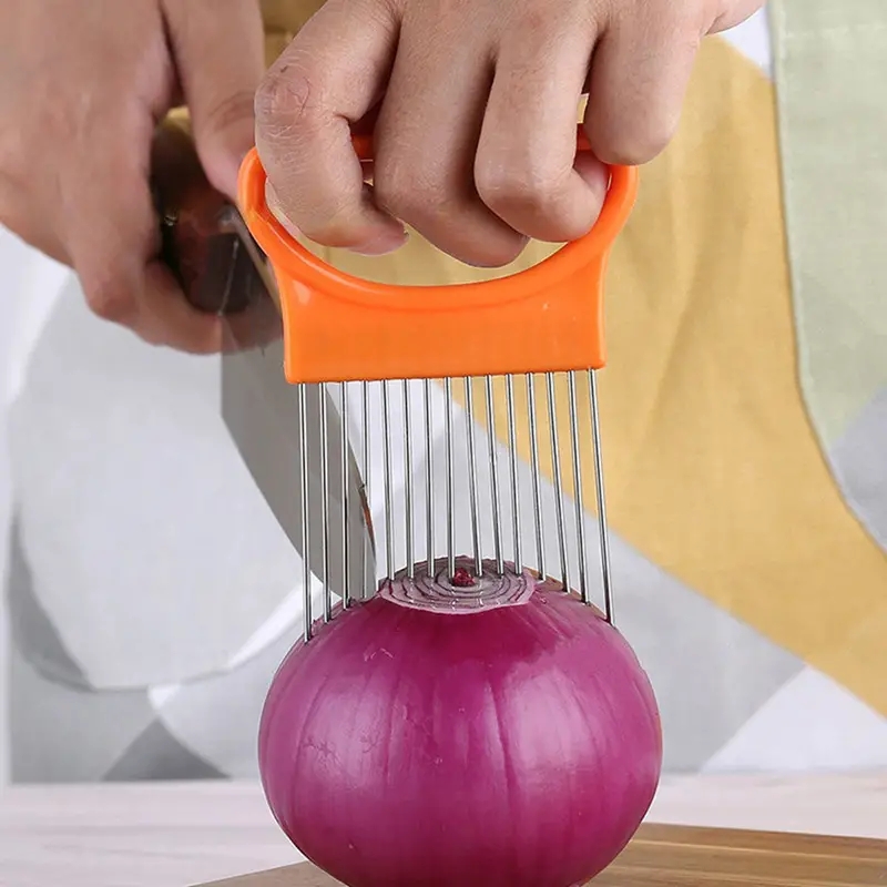 1PCS Onion Holder Slicer, 2PCS Finger Guard, Holder Slicer Vegetable For  Onion, Tomato, Lemon, Meat, Onion Cutting Tool Stainless Steel Cutting