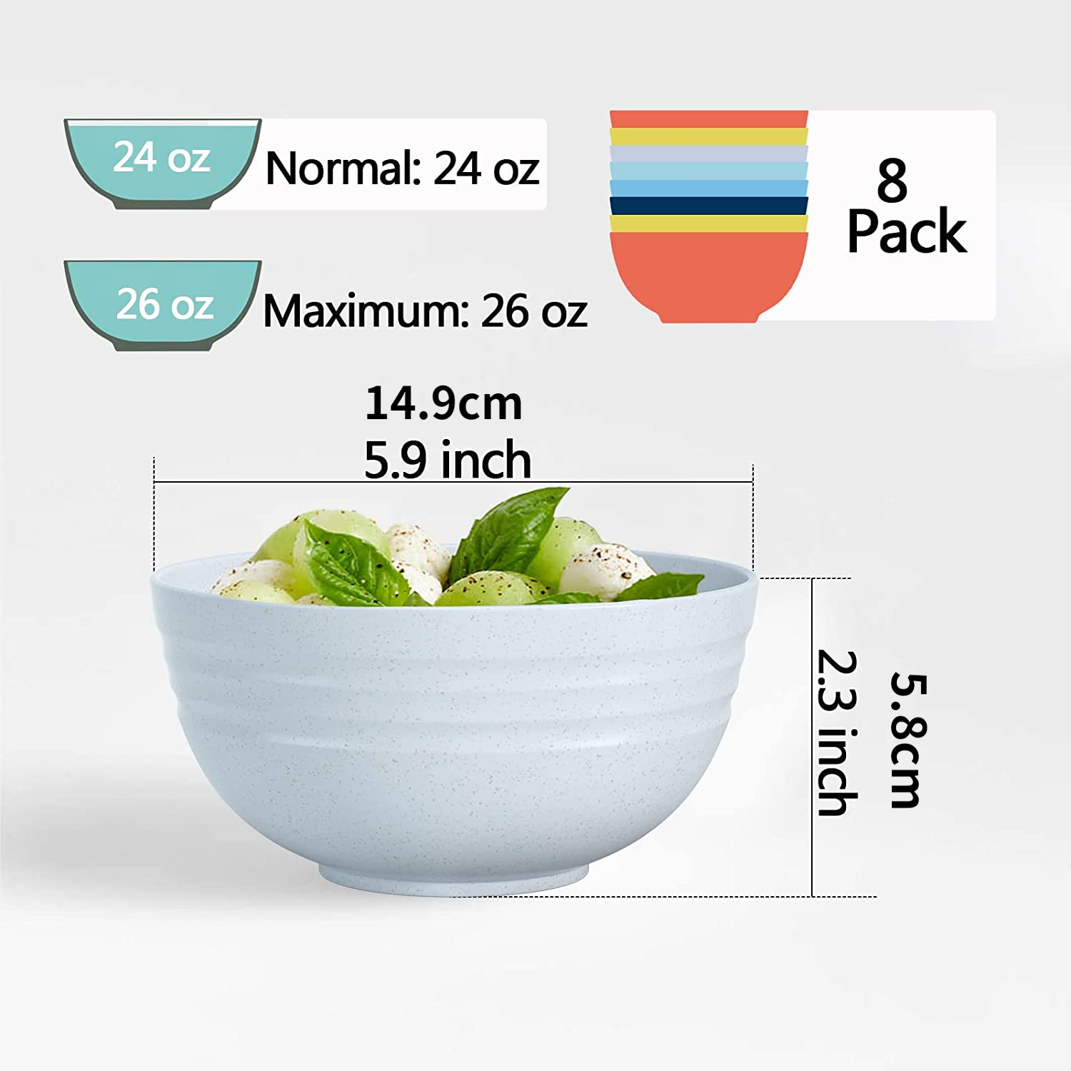 Homestockplus 34 Oz Large Soup Bowls, 8 Pieces Deep Cereal Bowls,  Unbreakable Color Kitchen Bowl for Oatmeal, Ramen, Dessert, Snack, Light  Weight