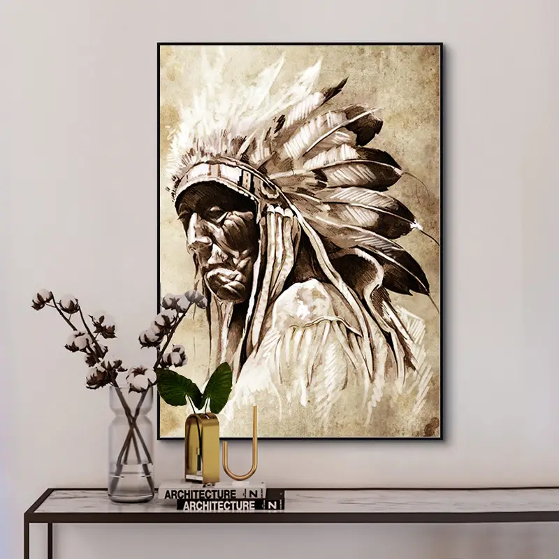 American Indian Man Canvas Wall Art