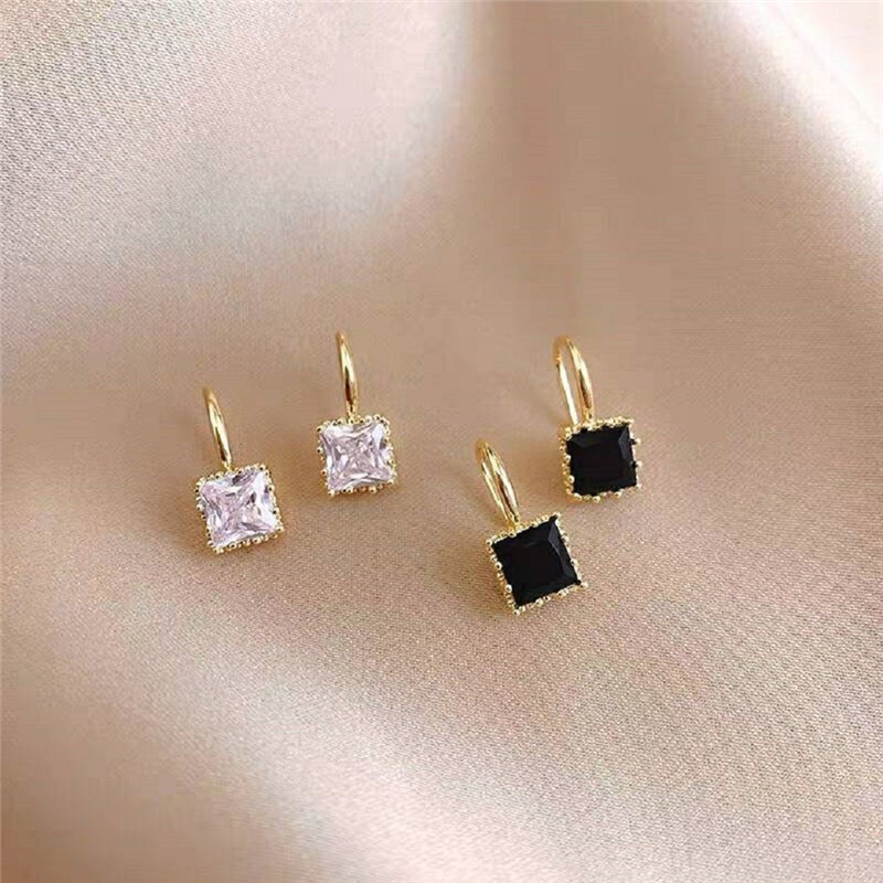 

Cubic Zirconia Decor, Square Hook Earrings Elegant Decorative, Holiday Birthday Graduation Party Gift For Girls