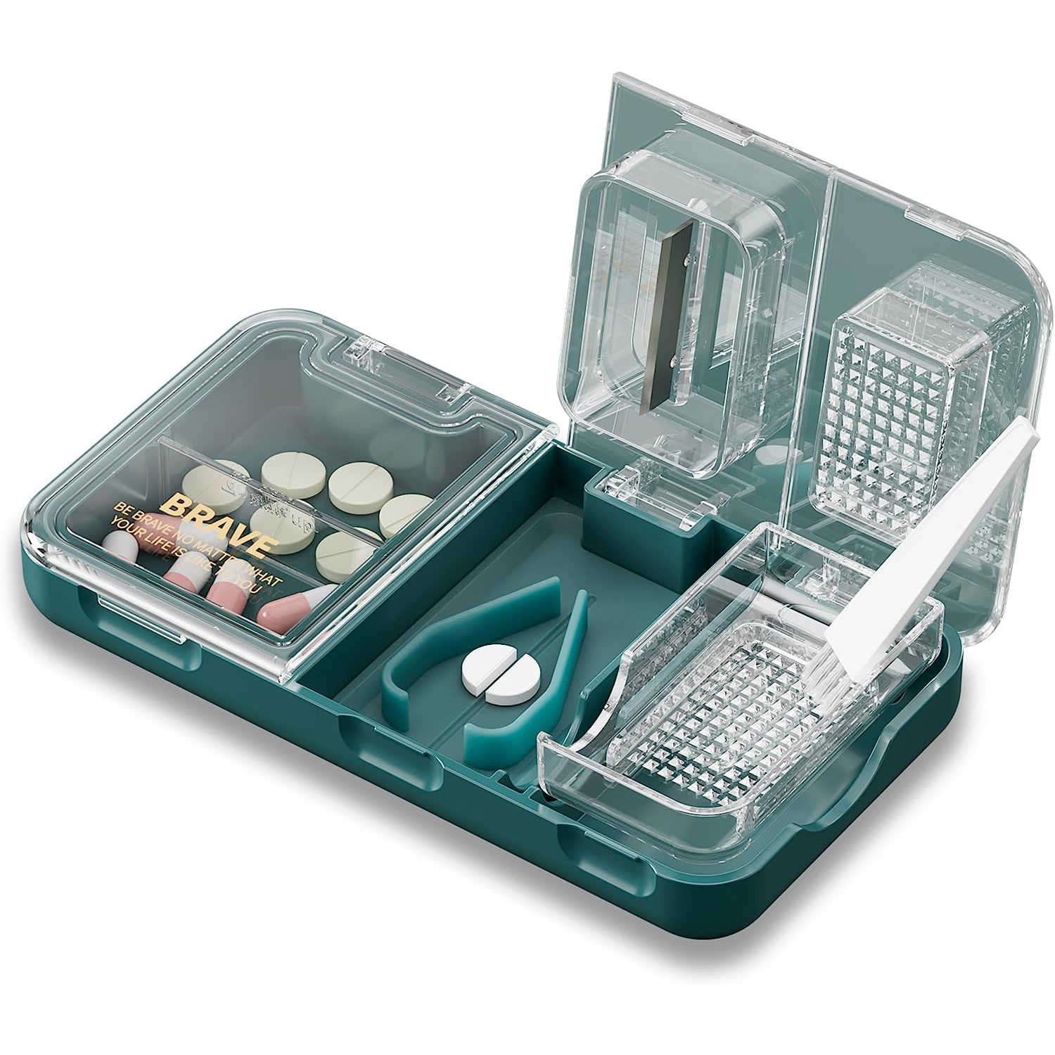 Medicine Box Pill Caplets Medicine Dose Tablet Cutter Splitter Divide  Compartment Storage Box Portable Home Medicine Case Boxes