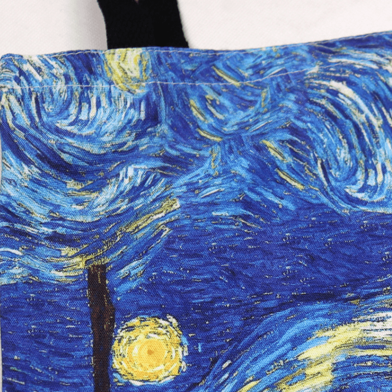 SuyuanArt Van Gogh - Paquete de 3 bolsas de mano estéticas reutilizables,  lona de lona para llevar al hombro, para mujer, trabajo, playa, viajes